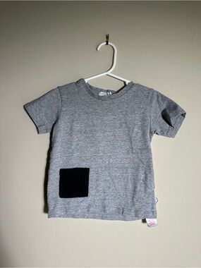 Miles baby Kids Short Sleeve Grey Tee with Black Pocket